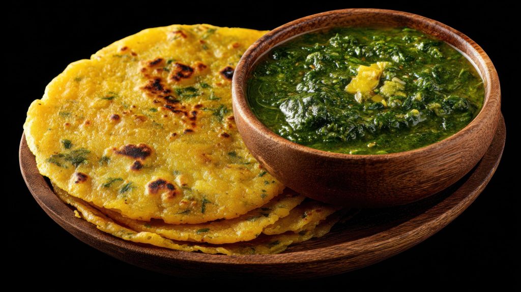 malai roti with saag