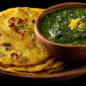 malai roti with saag